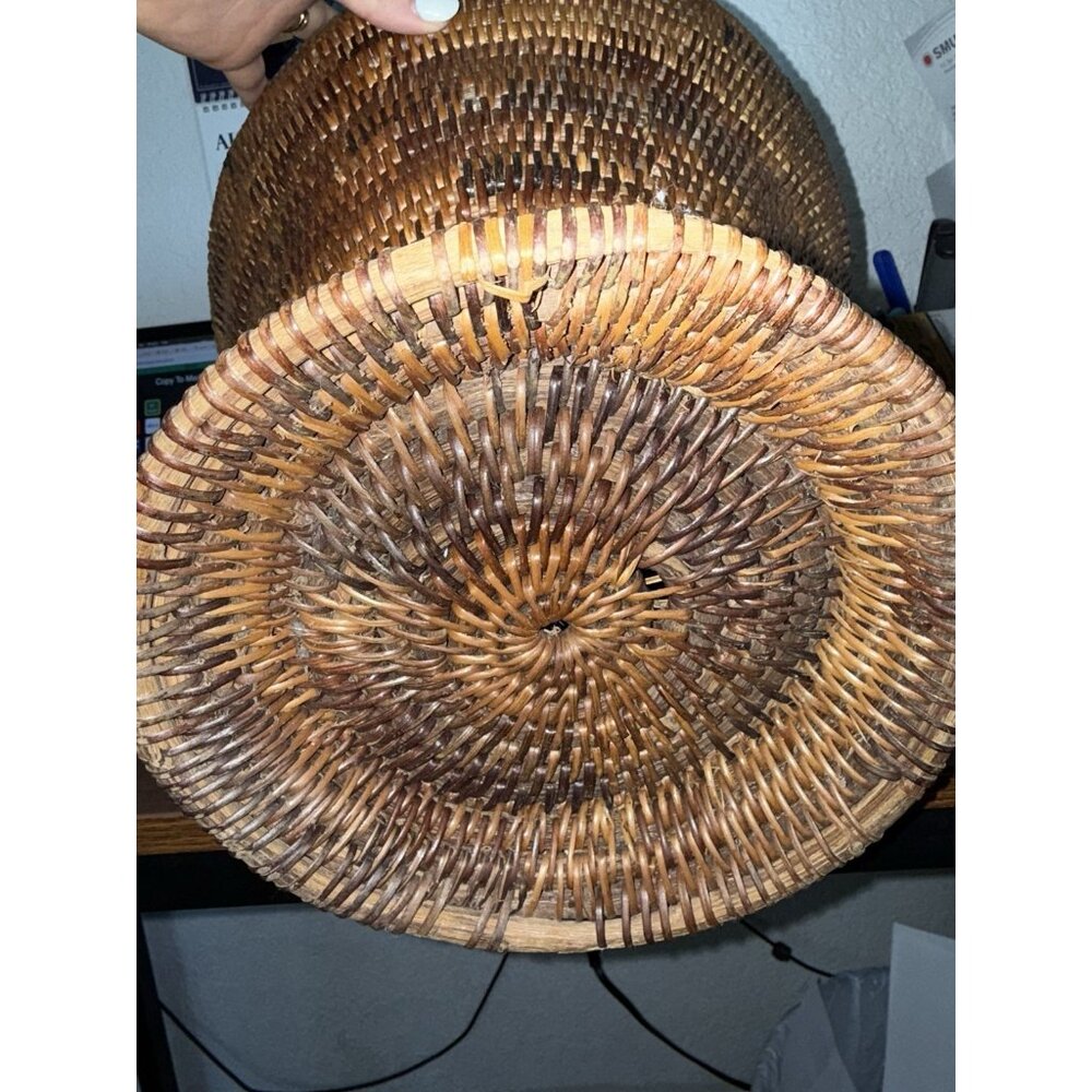 ANTIQUE HAND WOVEN 15.5” Tall Philippine COIL BASKET WITH LID African Tribal - Picture 8 of 12
